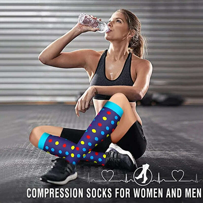 CFS Compression Socks Women Men Knee Stocking 20-30mmHg Edema Diabetes Varicose Veins Nurse Compression Socks Running Sport Sock