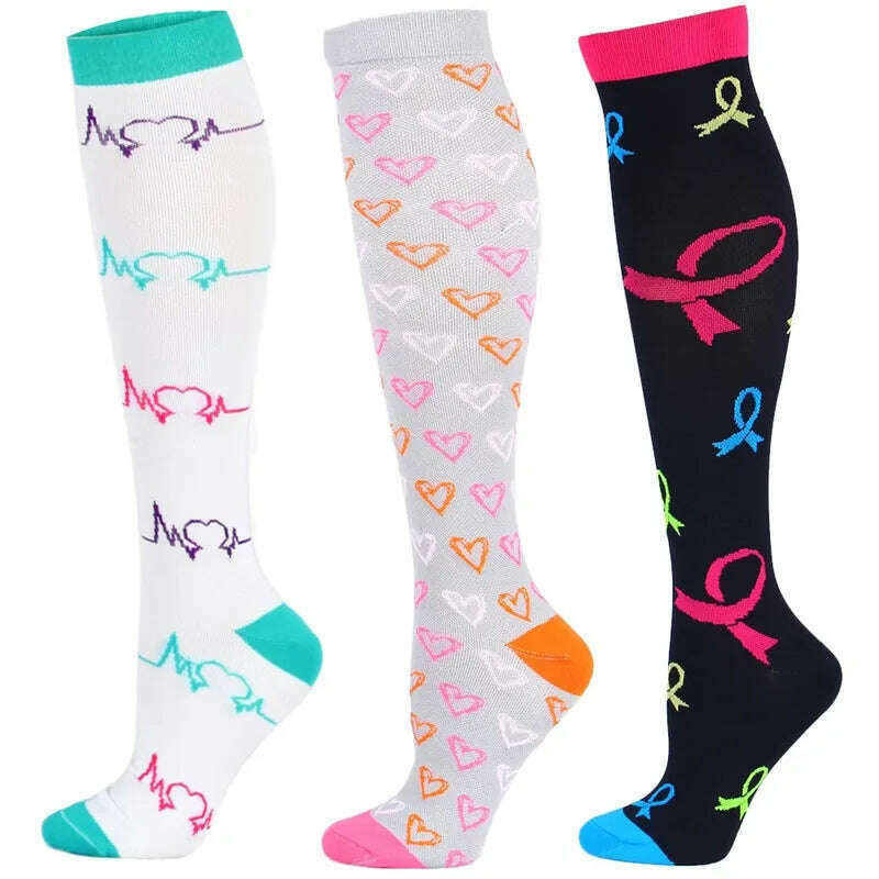 CFS Compression Socks Women Men Knee Stocking 20-30mmHg Edema Diabetes Varicose Veins Nurse Compression Socks Running Sport Sock