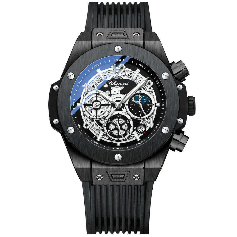 CHENXI 2023 New Watch for Men PU Strap With Chronograph Top Brand Sport Quartz Mens Watches Luminous Waterproof Wristwatch