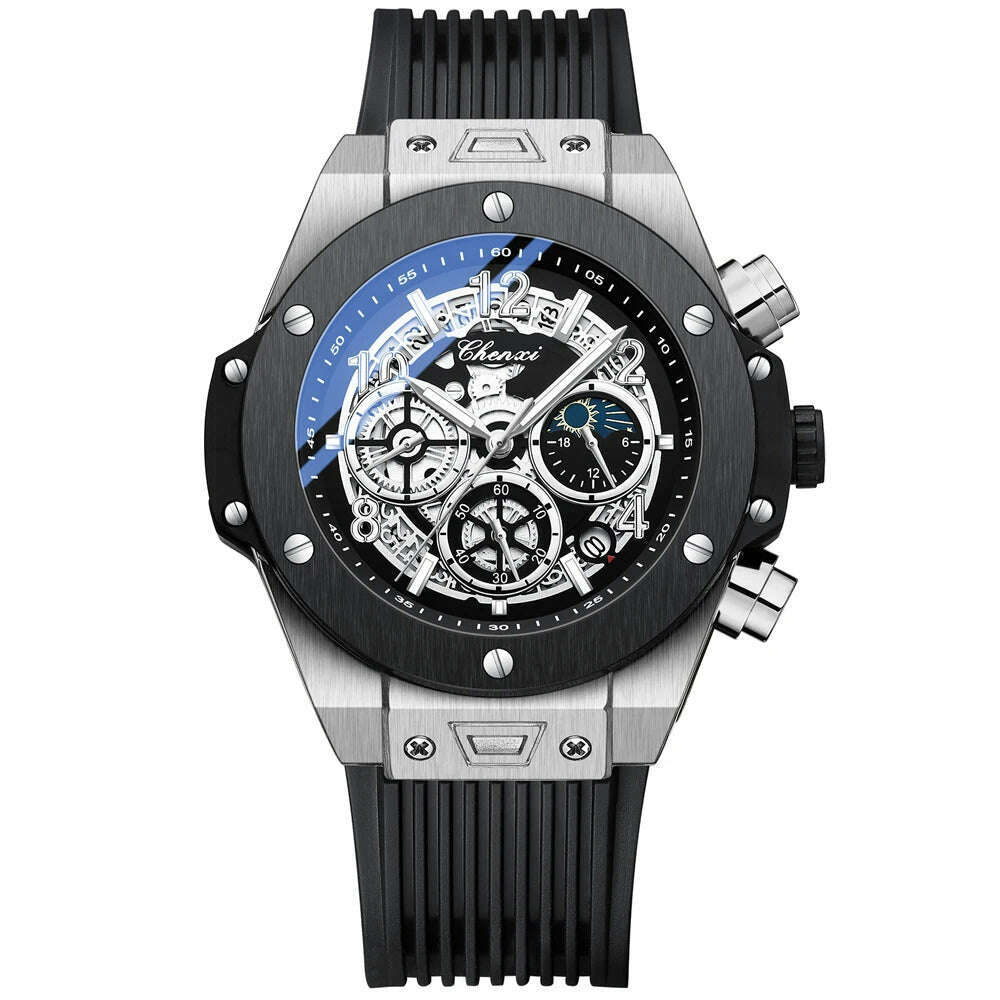 CHENXI 2023 New Watch for Men PU Strap With Chronograph Top Brand Sport Quartz Mens Watches Luminous Waterproof Wristwatch