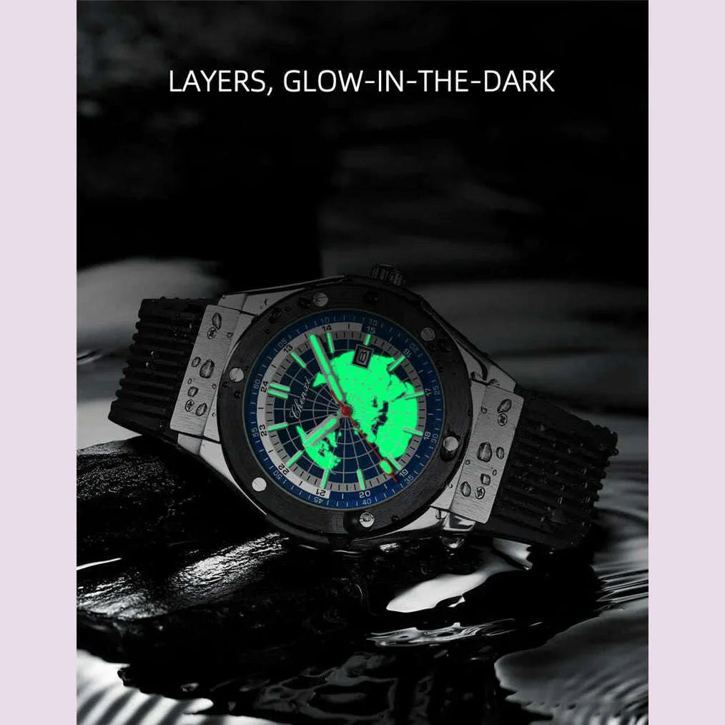 CHENXI 82442 Men's Quartz Watch Casual Unique Sport Watches Brand World Map Military Waterproof Male Wrist Watches Clock Gift