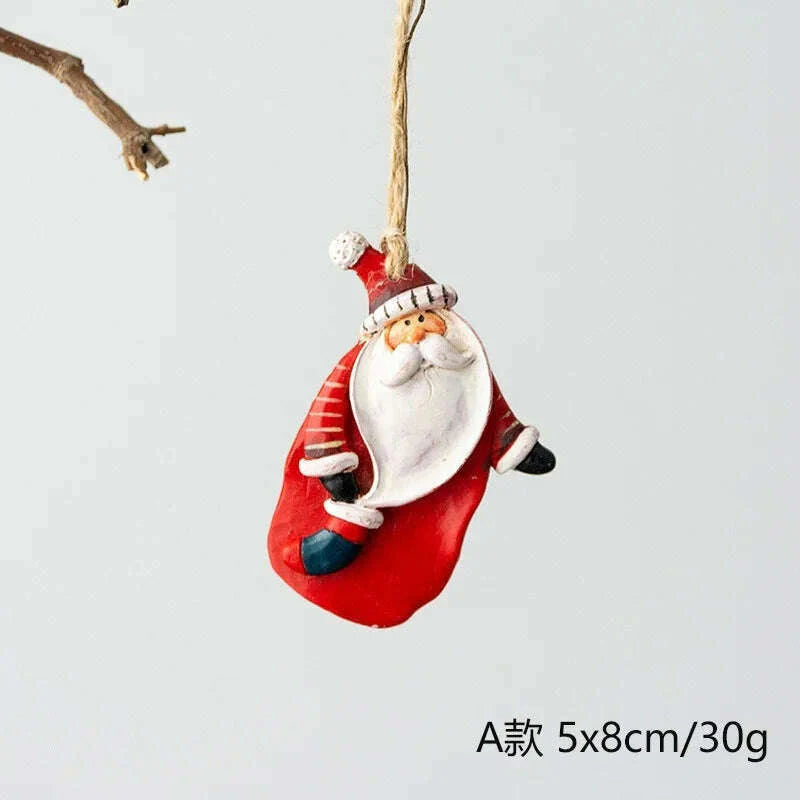 Christmas Decoration Crafts Small Resin Pendant Cute Horse Reindeer Pattern Design Xmas Tree Pendant Christmas Tree Decorations