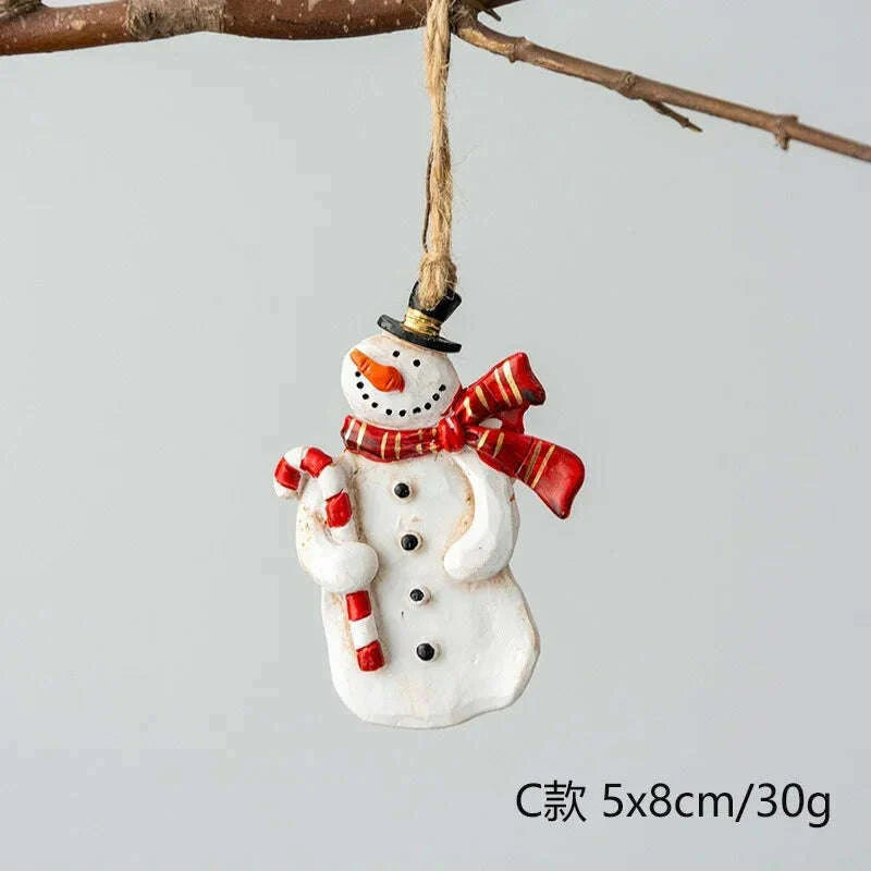 Christmas Decoration Crafts Small Resin Pendant Cute Horse Reindeer Pattern Design Xmas Tree Pendant Christmas Tree Decorations