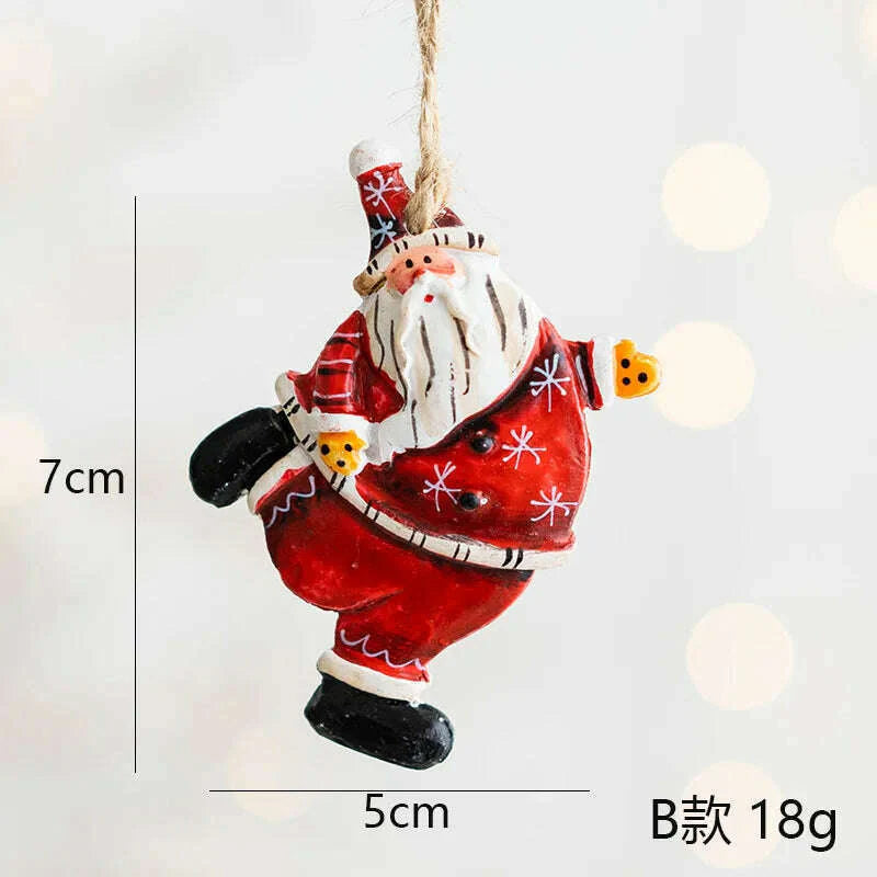 Christmas Decoration Crafts Small Resin Pendant Cute Horse Reindeer Pattern Design Xmas Tree Pendant Christmas Tree Decorations