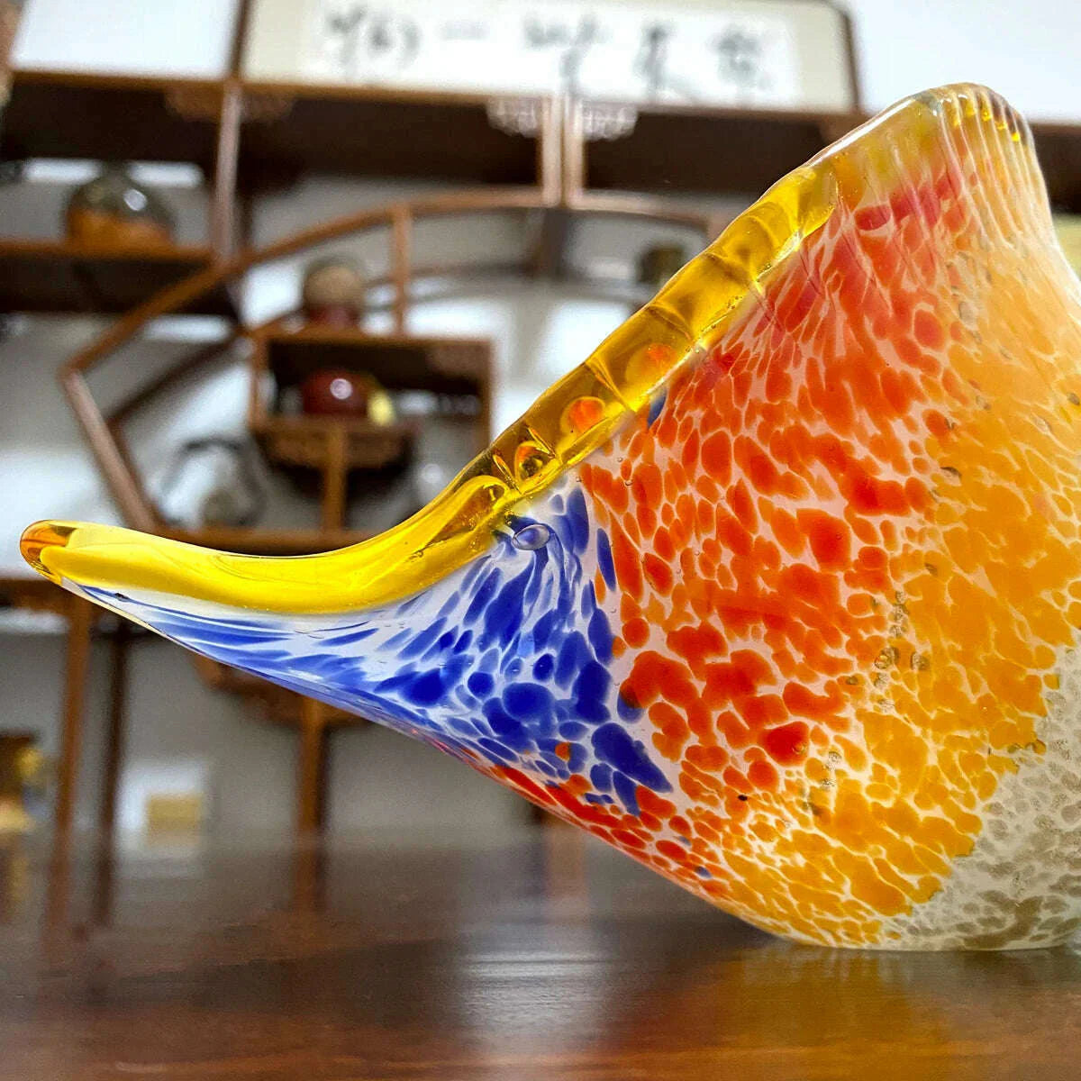 Christmas Gift Hand Blown Glass Seashell Conch Figurines Sculpture Fish Tank Table Decor Ocean Multicolor Nautical