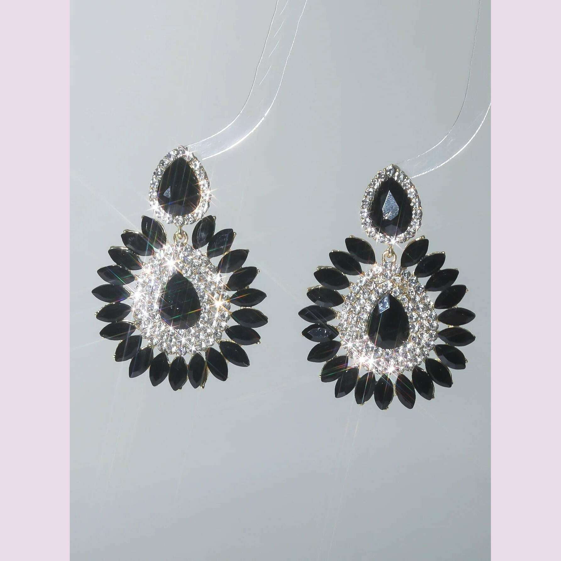 Classic luxury colored glass rhinestone sunflower earrings design sense of fashion personality temperament versatile earrings