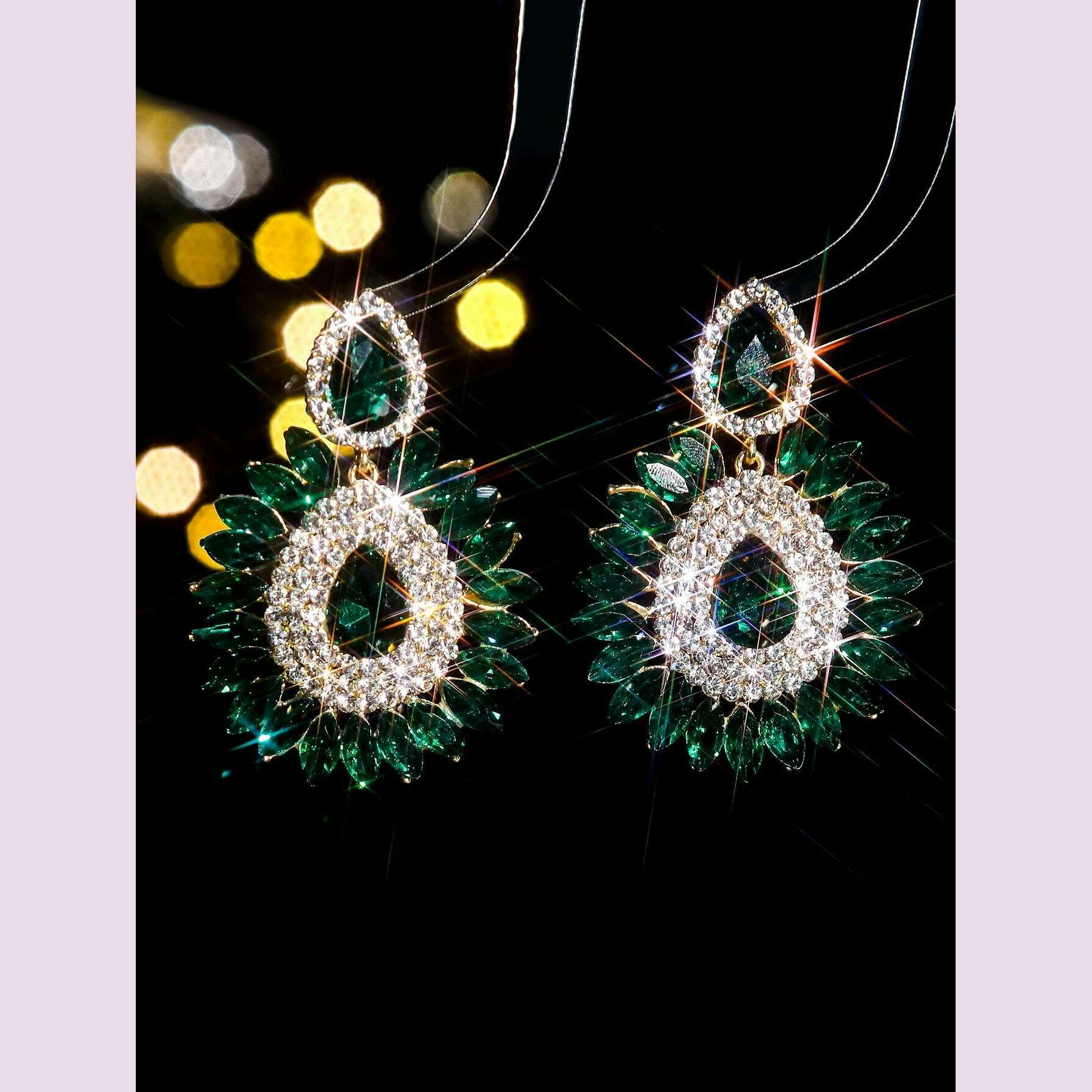 Classic luxury colored glass rhinestone sunflower earrings design sense of fashion personality temperament versatile earrings