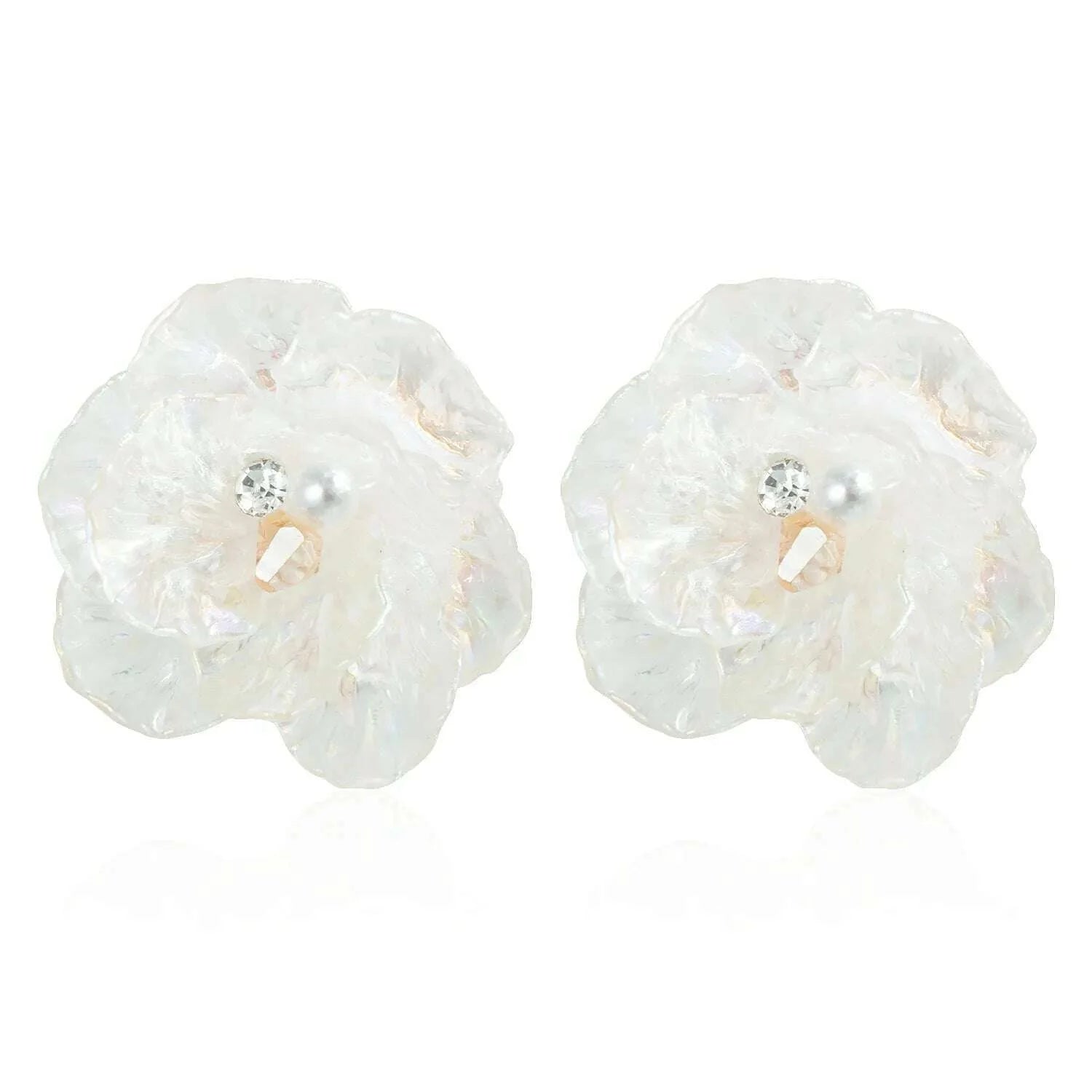 Creative Punk Torques Tassels Chain Necklace Women Elegant White Shell Flower Hanging Drop Earrings Wed Bridal Jewelry Set