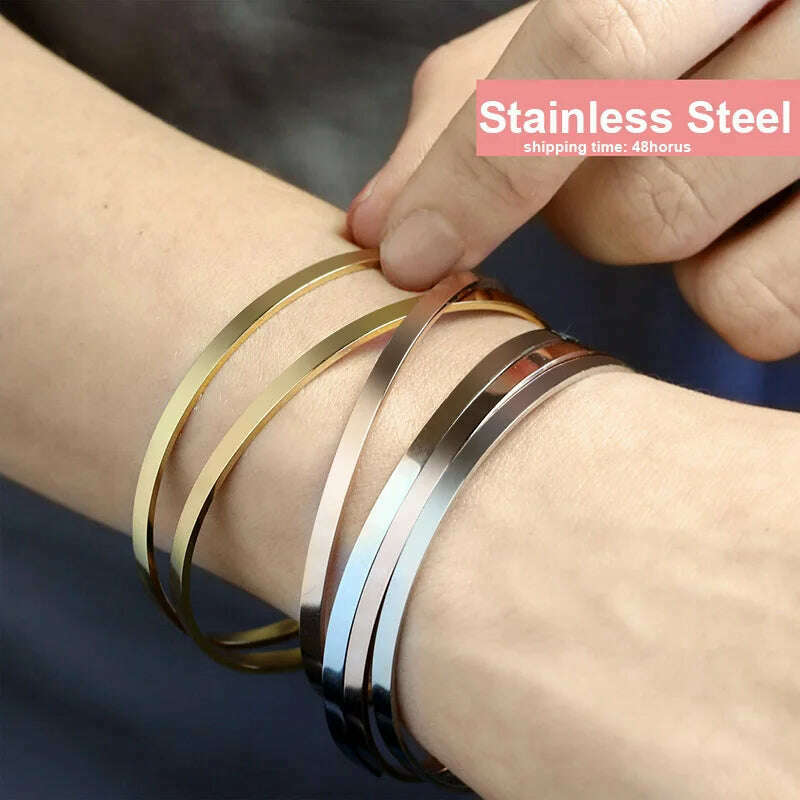 Cuff Bracelet Bangle for Women ,Stainless Steel Openable Bracelet Couple,Charm Handchain Woman ,Stacked Layered Jewelry