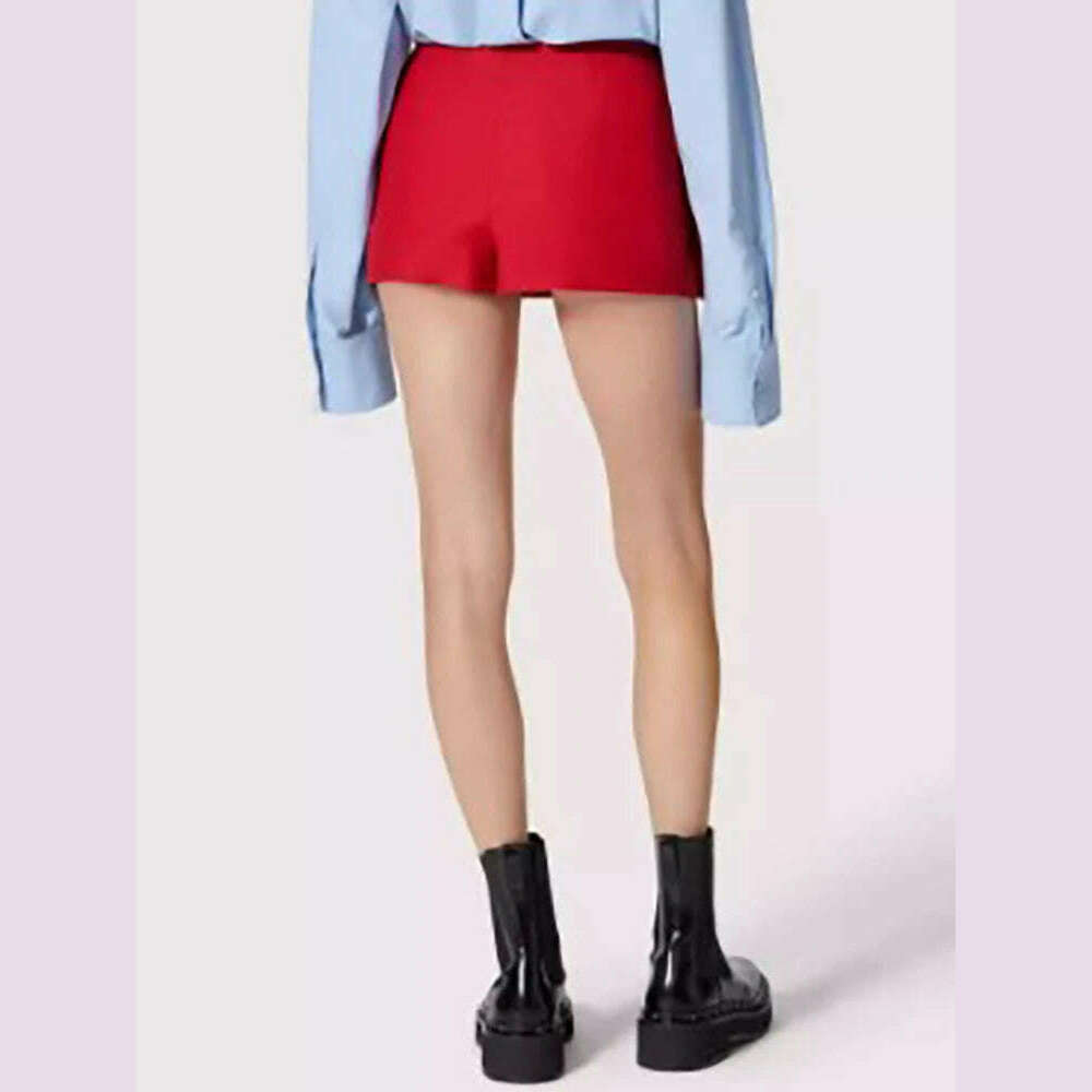 DEAT Fashion Three-dimensional Rose Flower Decoration Women's Shorts Mid Waist Red Mini Shorts Skirts Summer 2024 New 7AB3821