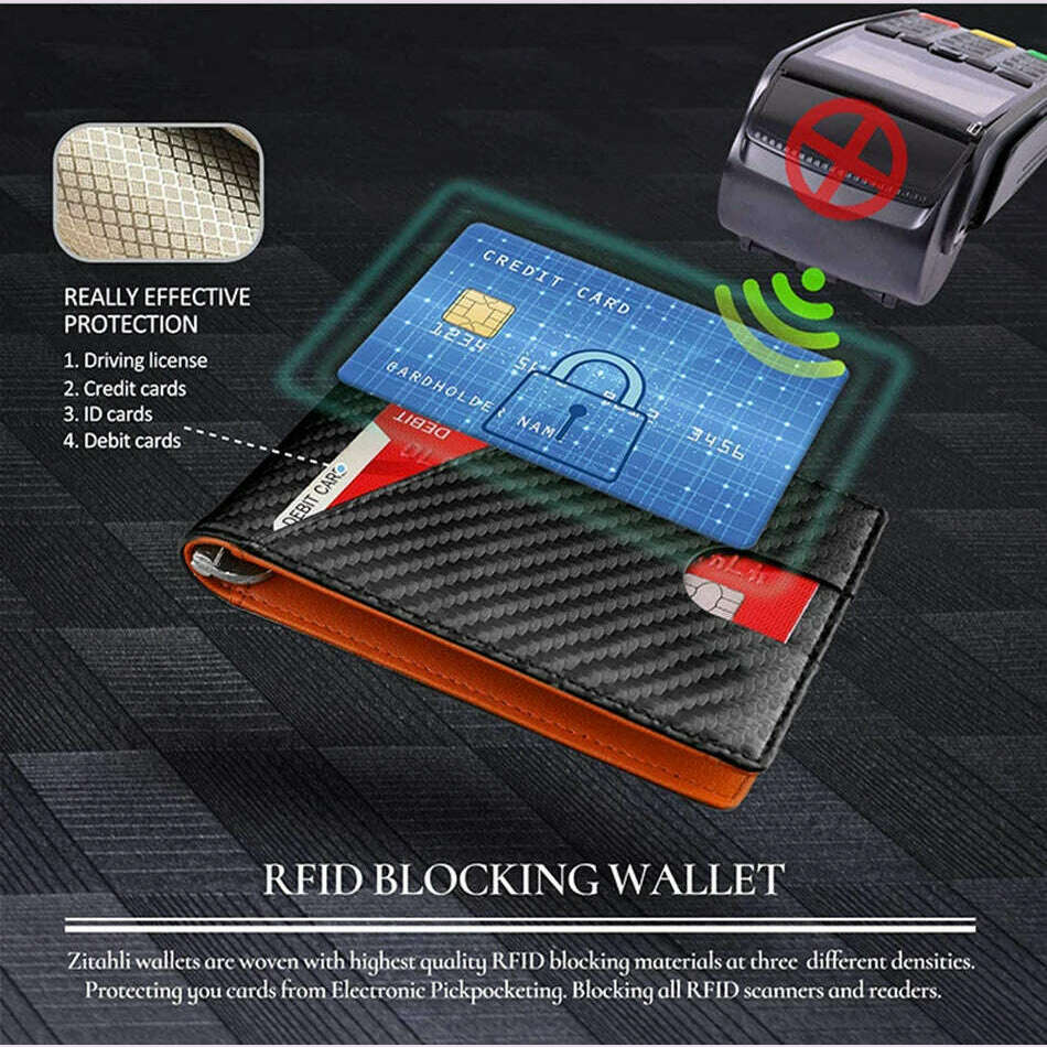 DIENQI Carbon Fiber Rfid Slim Card Luxury Wallet Money Bag Men's Wallet Bifold Billfold