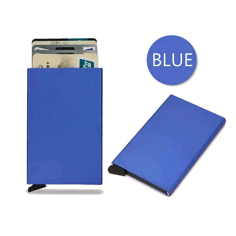 DIENQI Carbon Rfid Wallet Male Money Card Holder Pocket Mini Slim Wallet Women Men Smart Purses Automatic Pop Up Valet Walet