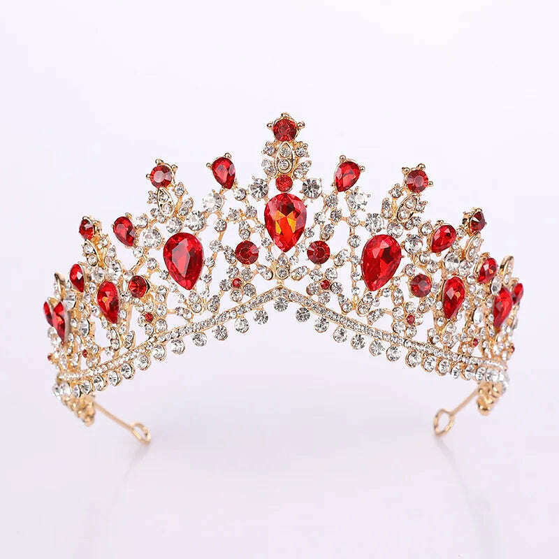 DIEZI Vintage Baroque Dark Blue Crystal Crown Bridal Hair Accessories Elegant Queen Tiaras Diadem Girls Wedding Dress Headbands
