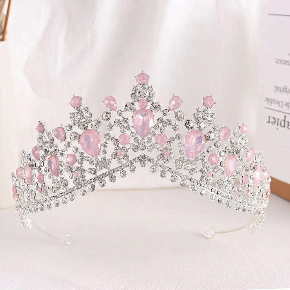 DIEZI Vintage Baroque Dark Blue Crystal Crown Bridal Hair Accessories Elegant Queen Tiaras Diadem Girls Wedding Dress Headbands