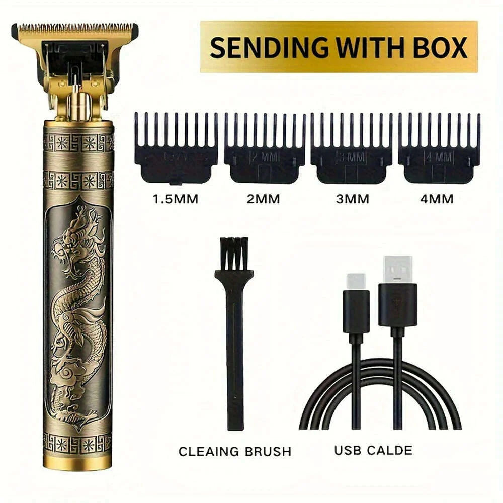 Digital Display Stainless Steel Cutter Head Professional T9 Hair Trimmer Metal Body Men's Electric Shaver Men's Barber Machine