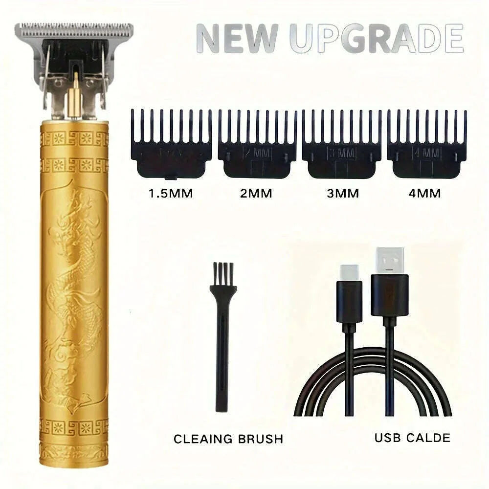 Digital Display Stainless Steel Cutter Head Professional T9 Hair Trimmer Metal Body Men's Electric Shaver Men's Barber Machine