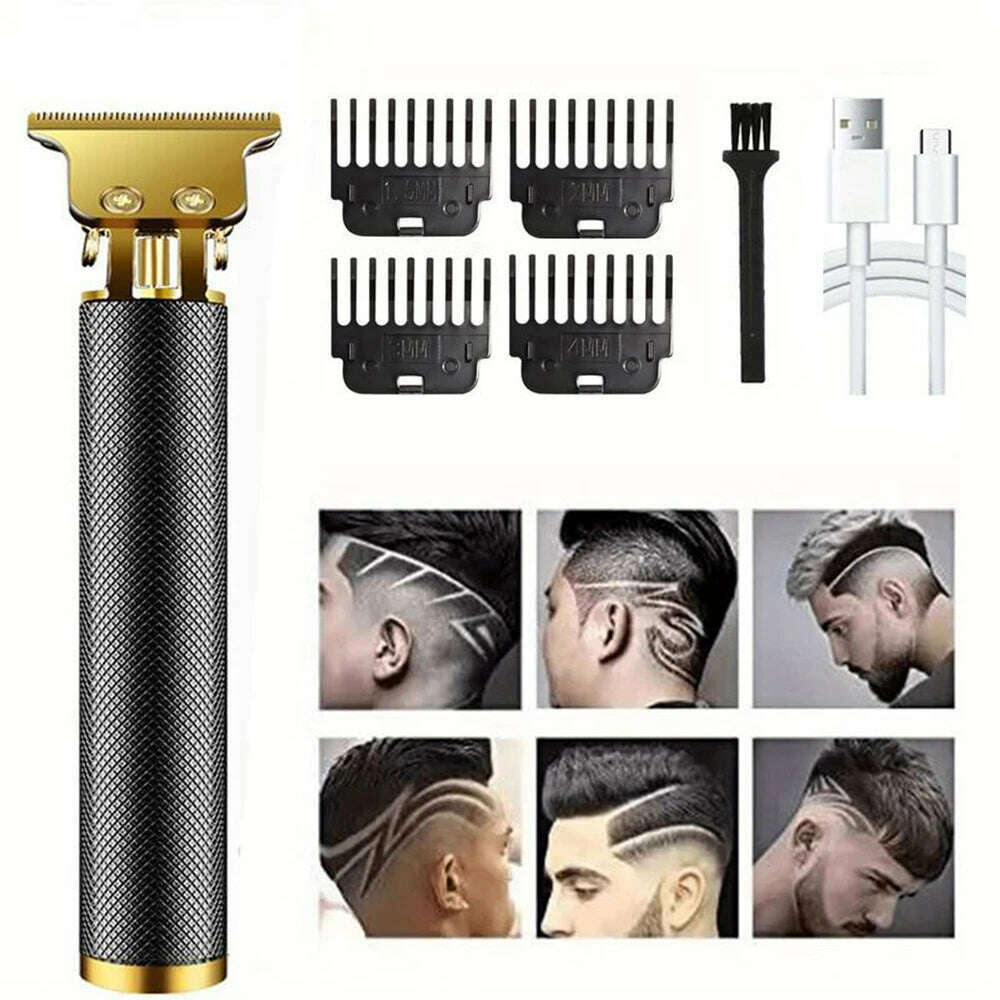 Digital Display Stainless Steel Cutter Head Professional T9 Hair Trimmer Metal Body Men's Electric Shaver Men's Barber Machine