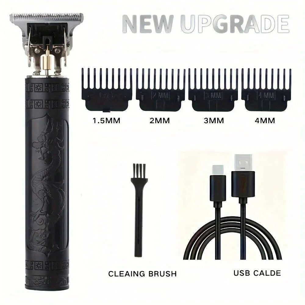 Digital Display Stainless Steel Cutter Head Professional T9 Hair Trimmer Metal Body Men's Electric Shaver Men's Barber Machine