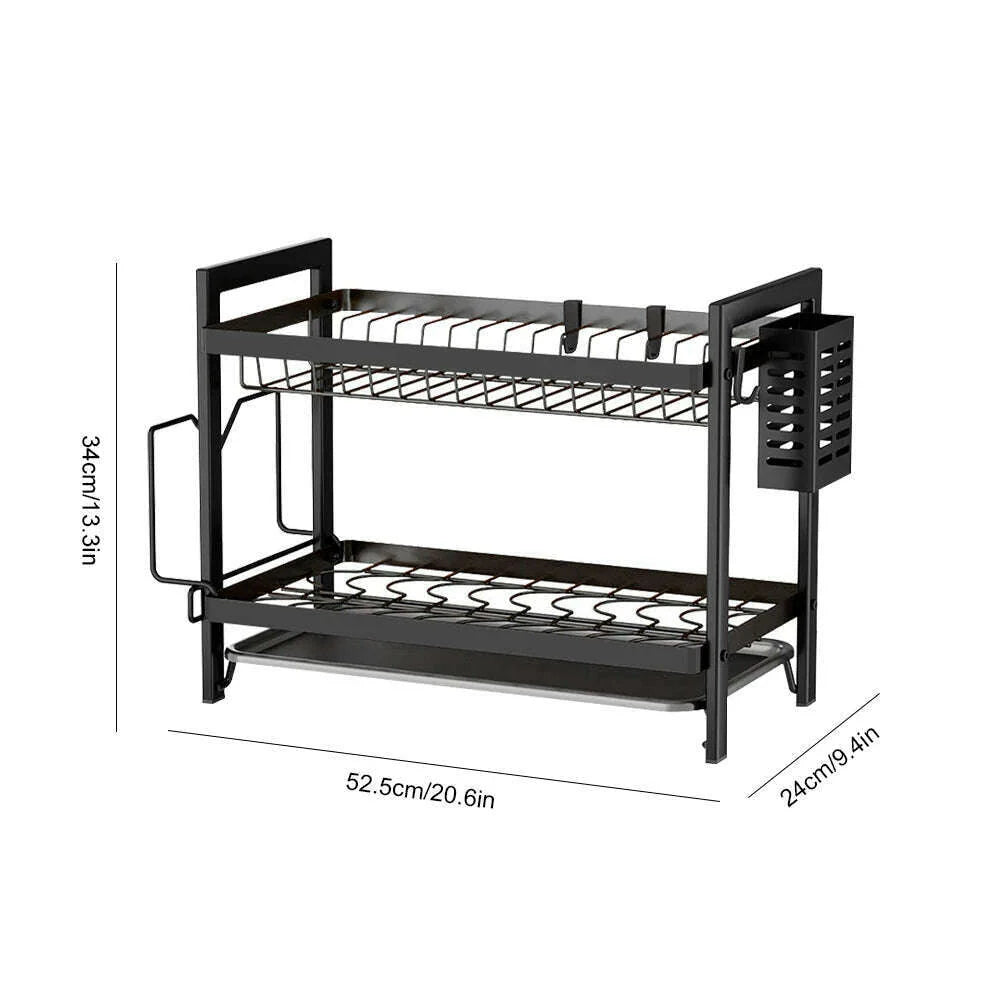 Dish Bowl Drainer Storage Rack Double-layer Kitchen Sink Dish Drainer Drying Rack Organizer HomeCounter Tableware Organizer