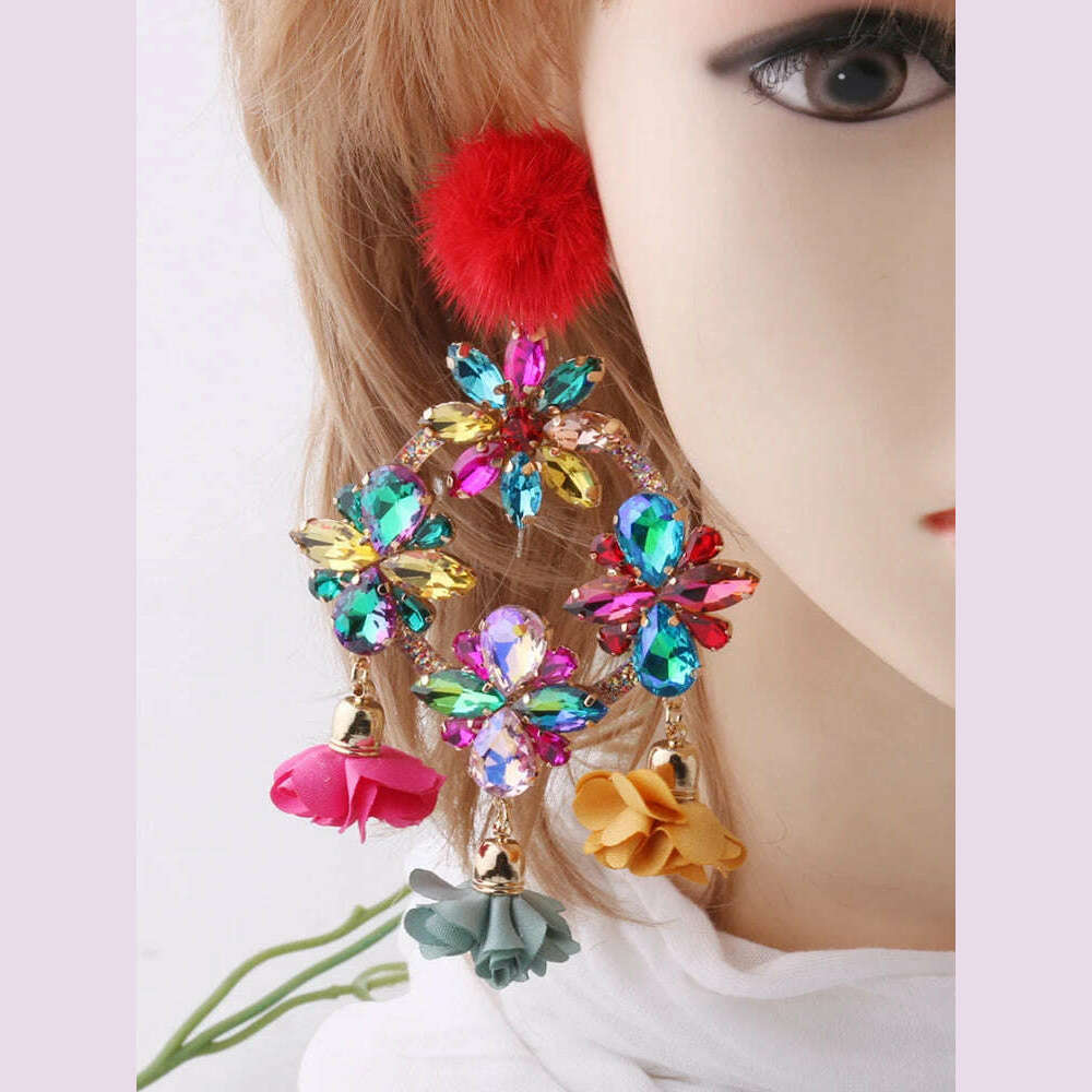 Fashion Big Earrings Metal Dangle Bohemian Eye Tassel Earrings Crystal Large Retro Long Brinco Ear Oorbellen Jewelry Wholesale