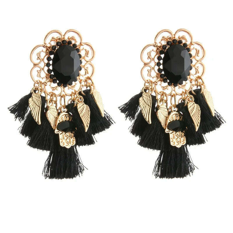 Fashion Big Earrings Metal Dangle Bohemian Eye Tassel Earrings Crystal Large Retro Long Brinco Ear Oorbellen Jewelry Wholesale