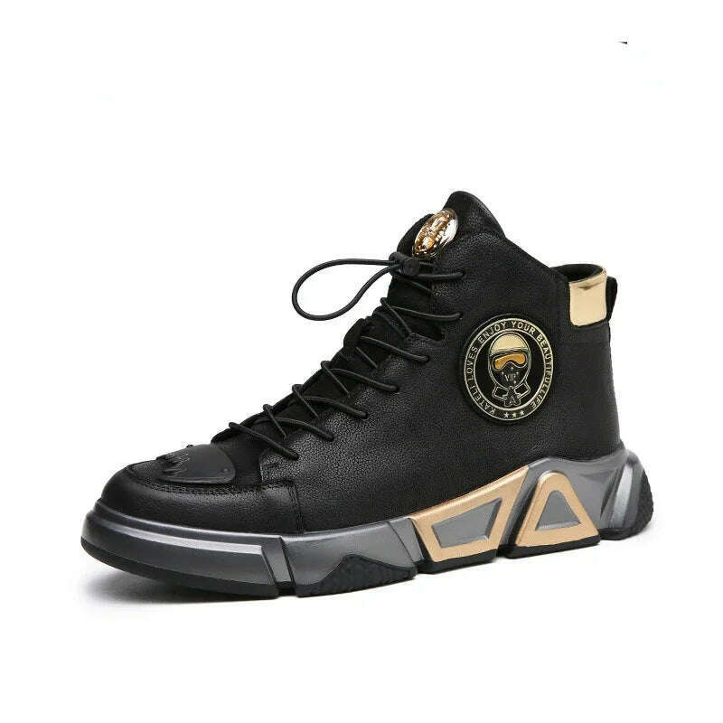 Fashion High Top Leather Casual Sneaker Men Black Platform Sneakers Luxury Designer Superstar Shoes Men Hip Hop Streetwear Shoes