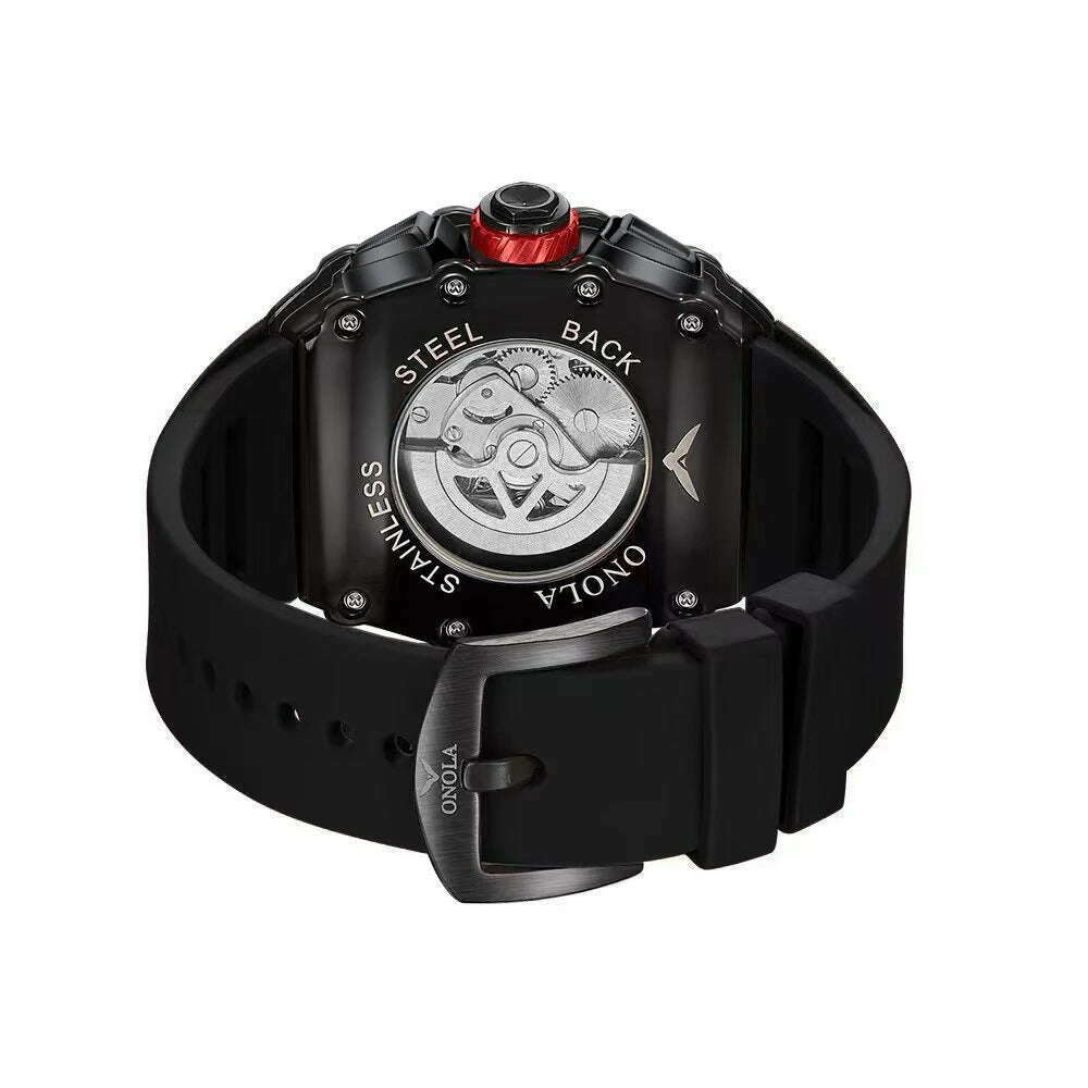 Fashion Men's Watch ONOLA Unique Design Multi-functional Automatic Mechanical Watches Men's Tape Waterproof Wristwatch