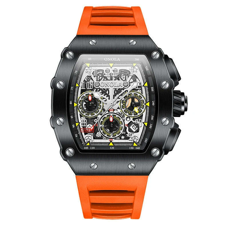 Fashion Men's Watch ONOLA Unique Design Multi-functional Automatic Mechanical Watches Men's Tape Waterproof Wristwatch