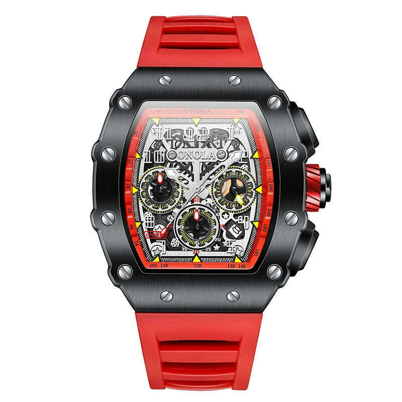 Fashion Men's Watch ONOLA Unique Design Multi-functional Automatic Mechanical Watches Men's Tape Waterproof Wristwatch