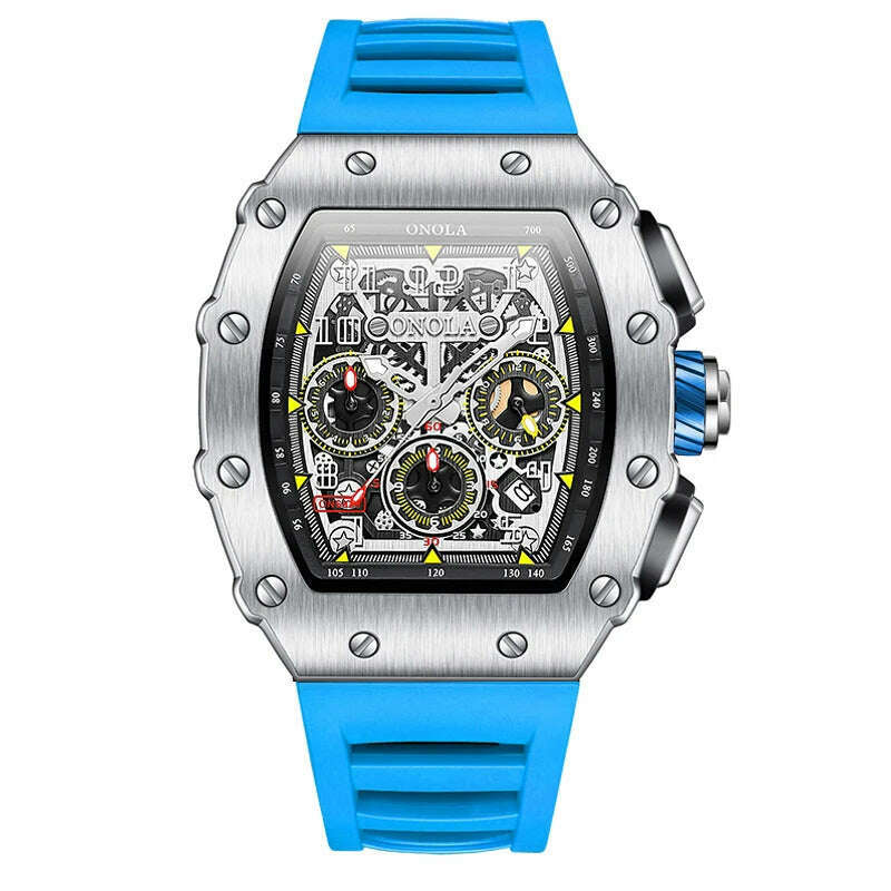 Fashion Men's Watch ONOLA Unique Design Multi-functional Automatic Mechanical Watches Men's Tape Waterproof Wristwatch