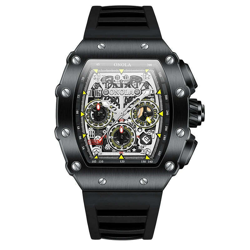 Fashion Men's Watch ONOLA Unique Design Multi-functional Automatic Mechanical Watches Men's Tape Waterproof Wristwatch
