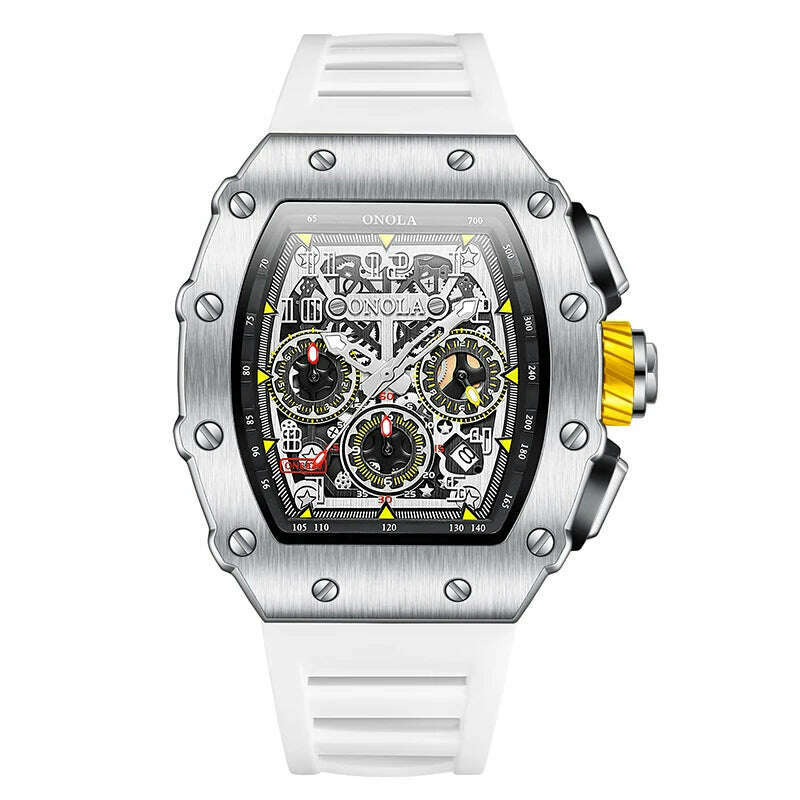 Fashion Men's Watch ONOLA Unique Design Multi-functional Automatic Mechanical Watches Men's Tape Waterproof Wristwatch