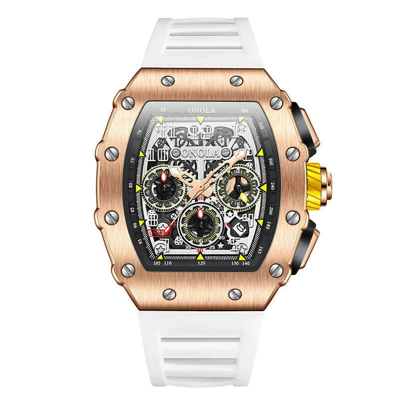 Fashion Men's Watch ONOLA Unique Design Multi-functional Automatic Mechanical Watches Men's Tape Waterproof Wristwatch