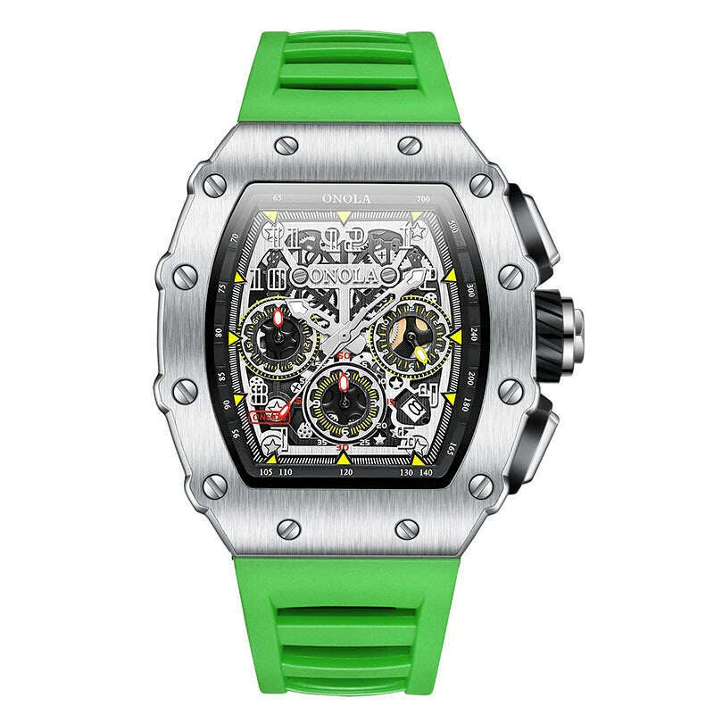 Fashion Men's Watch ONOLA Unique Design Multi-functional Automatic Mechanical Watches Men's Tape Waterproof Wristwatch