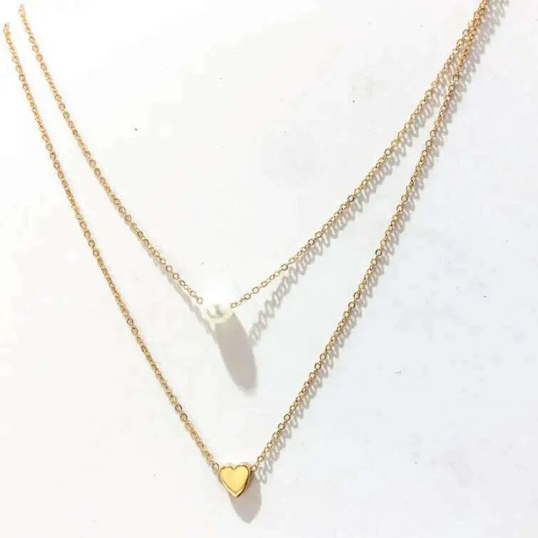 Fashion Tiny Heart Choker Necklace for Women Short Chain Shape Pendant Collares Necklace Ethnic Bohemian Jewelry Kolye Gift