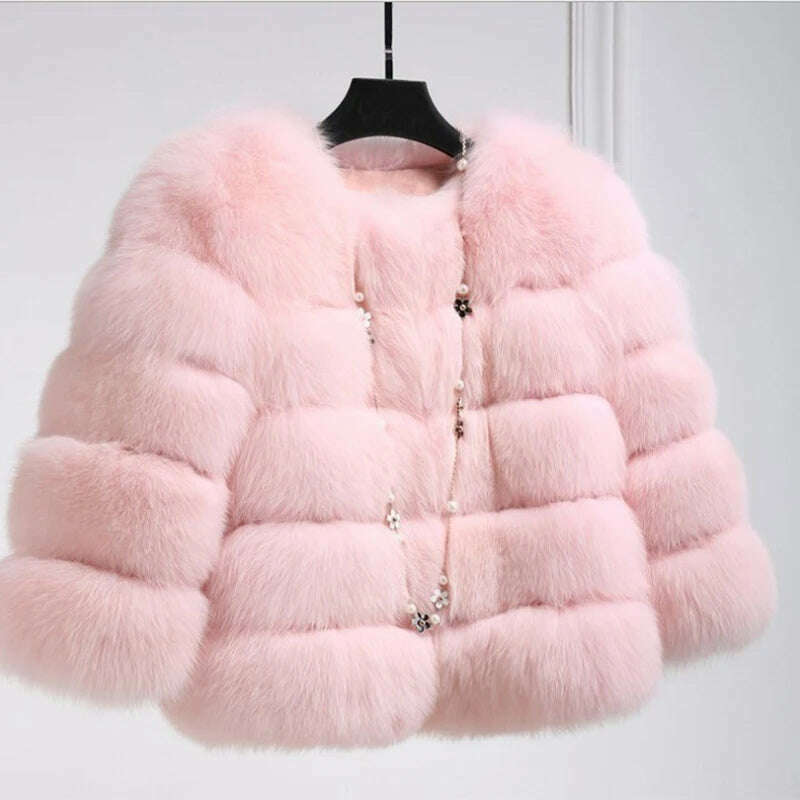 Faux Fur Short Coat Women Cropped Long Sleeve Artificial Fox Fur Jacket Women Winter Fluffy Top Thick Warm Furry Fur Outwears
