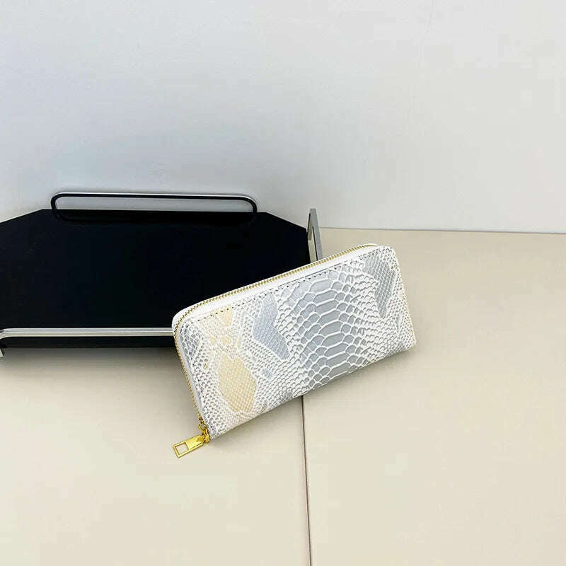 Female Coin Purse Crocodile Leather Long Women Wallet Serpentine Design Phone Purses for Ladies Cardholder Clutch Money Bag Sac