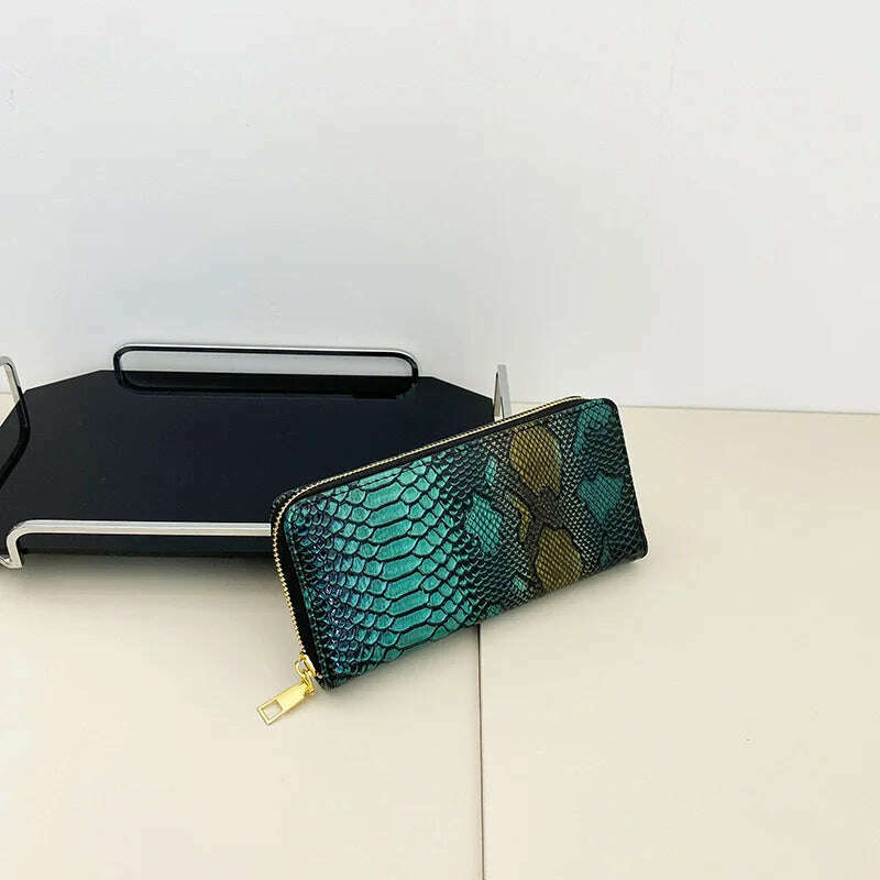 Female Coin Purse Crocodile Leather Long Women Wallet Serpentine Design Phone Purses for Ladies Cardholder Clutch Money Bag Sac