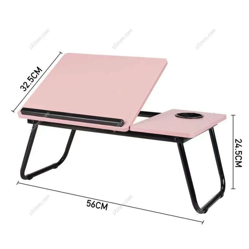 Folding Laptop Desk On The Bed 5 gear Lifting Adjustable Laptop Table with Cup Holder Simple Computer Desk For Working Reading