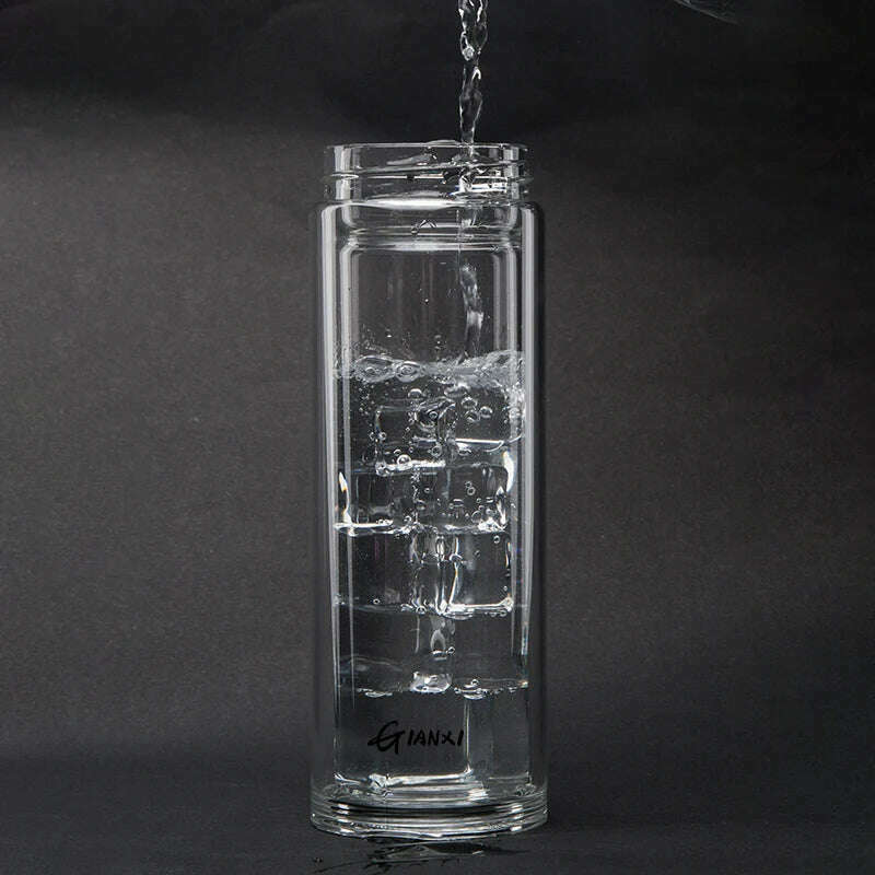 GIANXI Double-layer Glass Cup Heat-resistant Water Cups With Tea Drain Filter Office Large Capacity Glasses Drinkware
