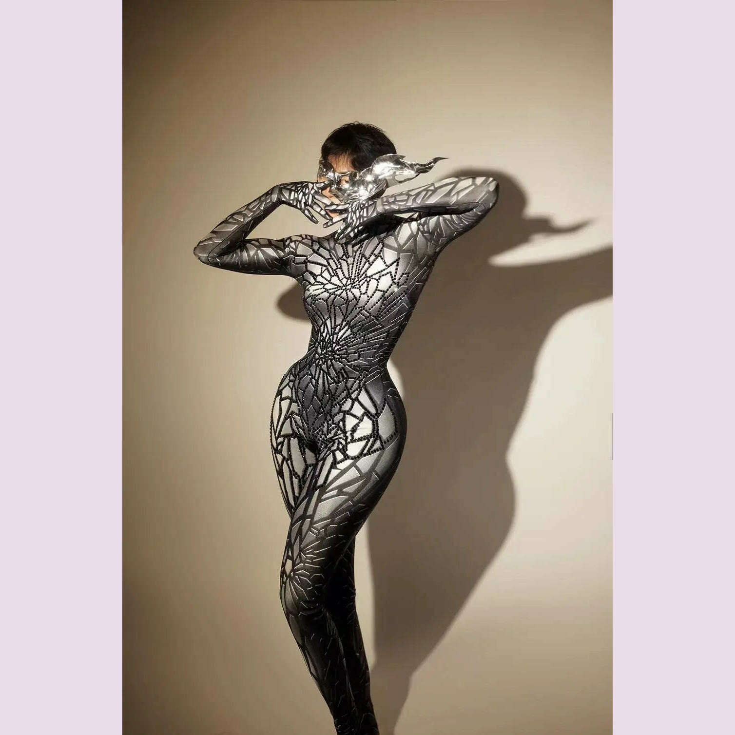 Glitter Rhinestones Jumpsuit for Women SexyStretch Dance Bodysuit Party Singer Stage WearBirthday Drag iueen Costumes Posui 7G