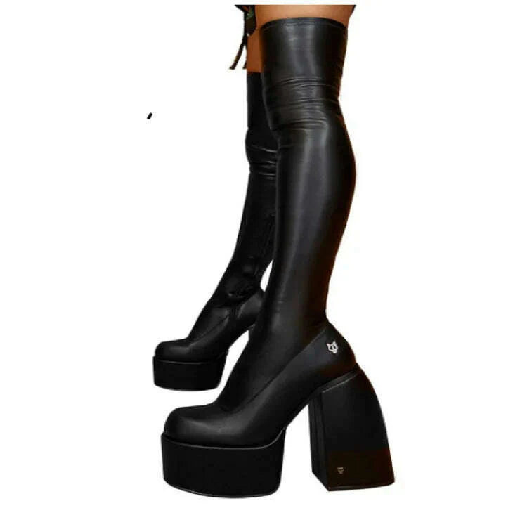 GOOHOJIO Spring Autumn New Thick Bottom Long Boots Women Vintage Classic Women Boots Fashionable Non-slip Chic Shoes for Ladies