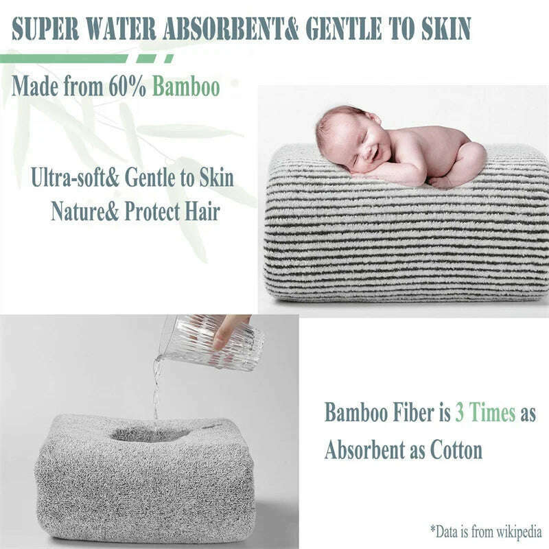 Hair Towels Bath Head Bamboo Charcoal Fiber Turban Wrap Quick Dry Anti-Frizz Hair Towels For Drying Hair Women Girls Bathroom