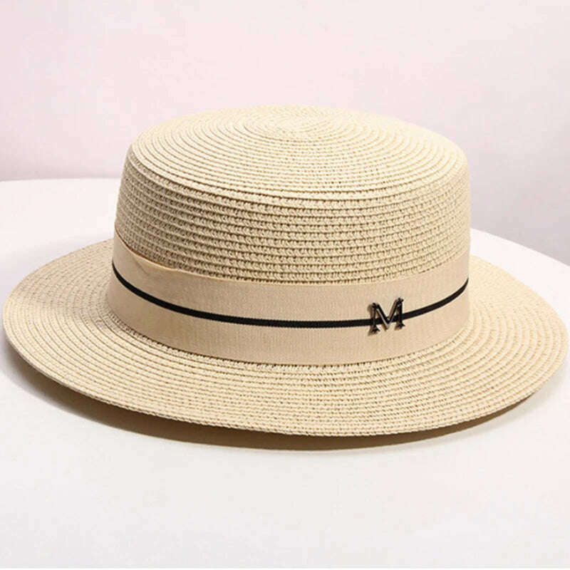 Hat For Women Panama Hat Summer Beach Hat Female Casual Lady Girls Flat Brim Straw Cap Girls Sun Hat Chapeu Feminino