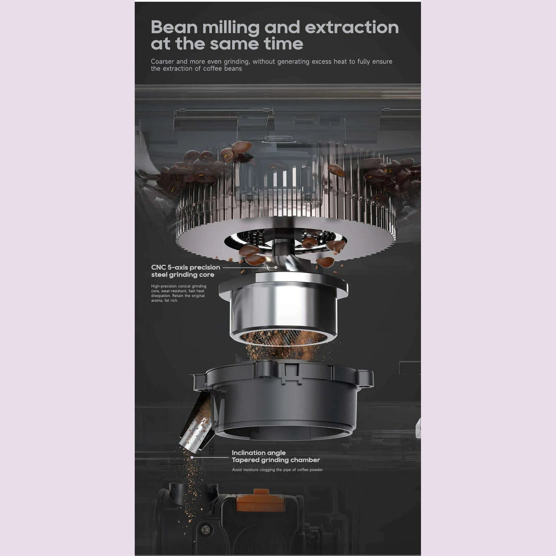 HiBREW Fully Automatic Espresso Machine Cappuccino Milk System 6 Coffee Varieties Intuitive Touch Display With Grinder H16