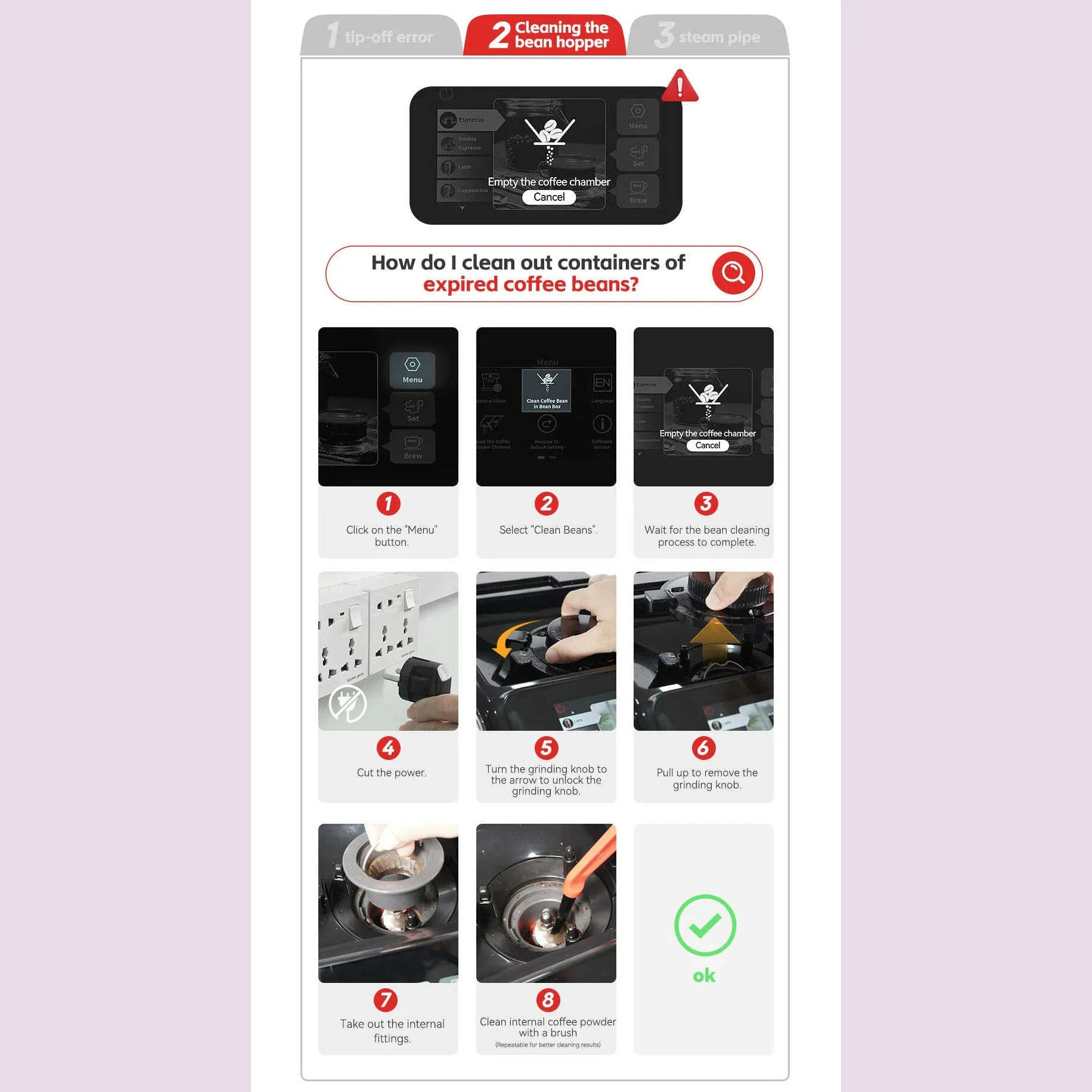 HiBREW Fully Automatic Espresso Machine Cappuccino Milk System 6 Coffee Varieties Intuitive Touch Display With Grinder H16