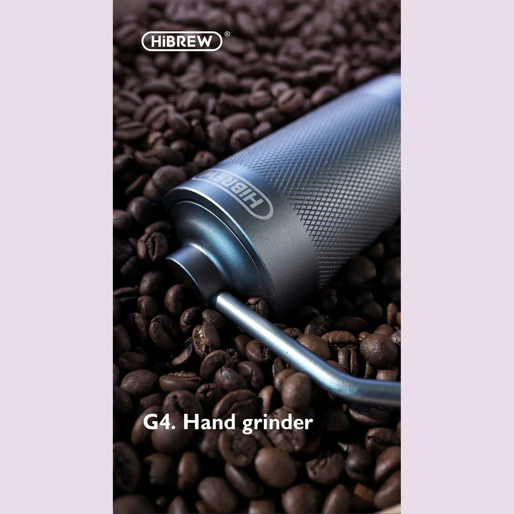 HiBREW Manual Coffee Grinder Portable High Quality Hand Grinder Mill Aluminium With Visual Bean Storage G4