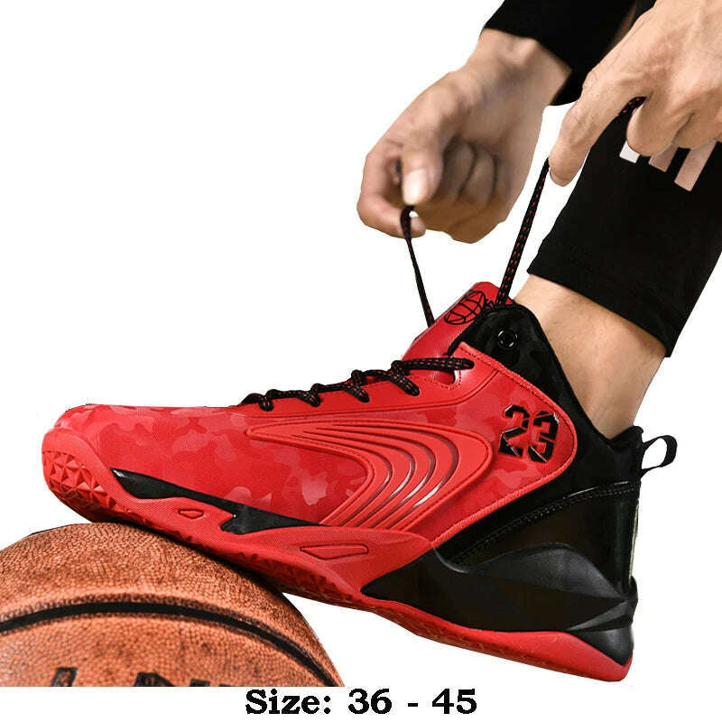 High quality casual sport shoe for men new 2025 size 36 44 45 comfortable outdoor running basketball Sneakers shoe black red