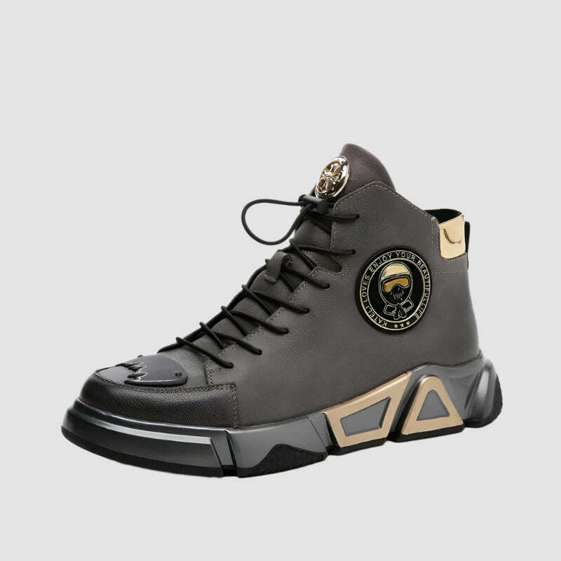 High-top Men's Shoes Leather Men's Ankle Boots 2022 Autumn and Winter New Trend Leather Boots Youth Thick-soled Rider Boots