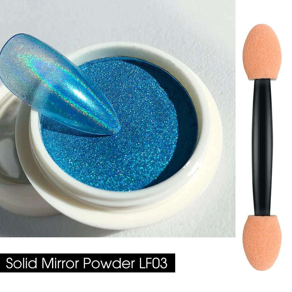 Holographic Solid Mirror Nail Glitter Laser Metallic Rubbing Dust Chrome Powder Shinning Manicure Decoration Pigment CHLF01-07-1
